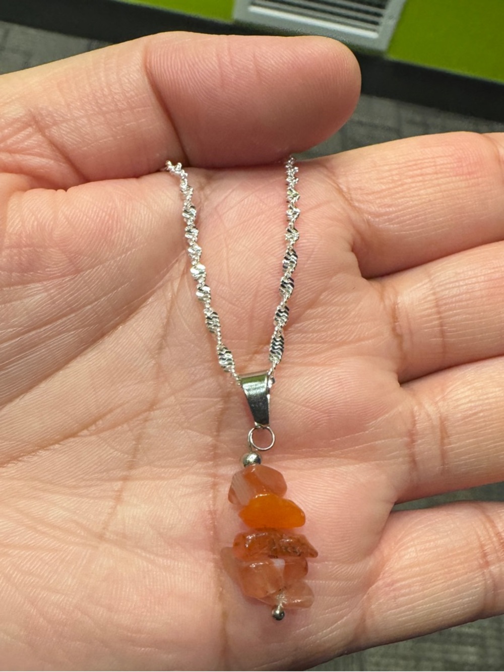 Carnelian Chip Pendant Necklace - Women Jewelry - Picture 9 of 9